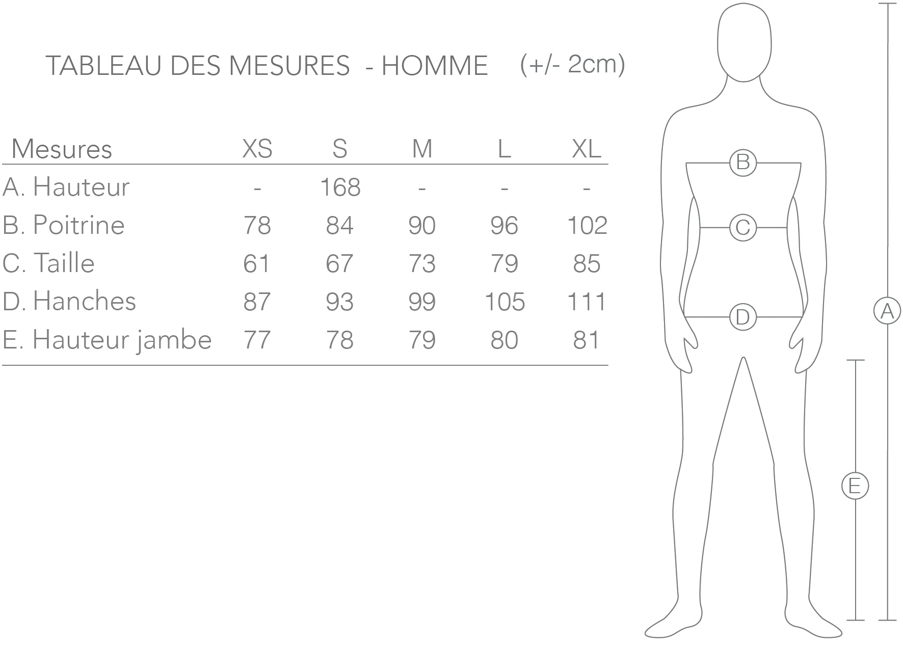 Dimension vetement outlet